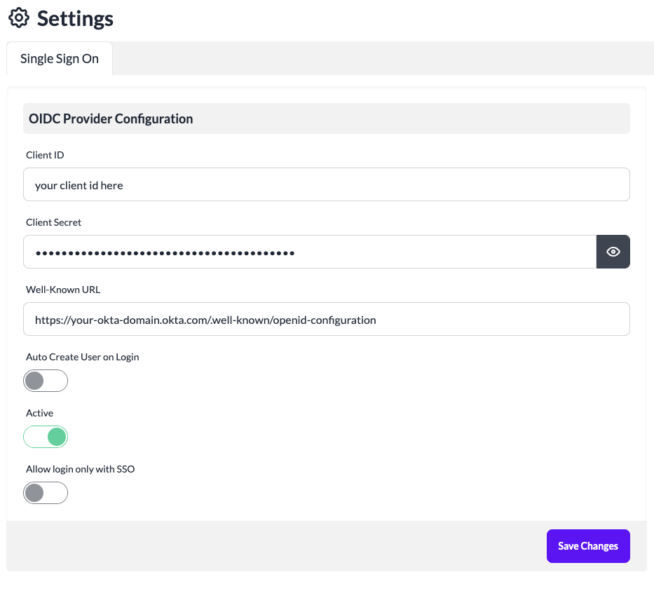 Define SSO Config